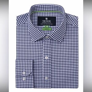 NWT Tom Baine Slim Fit Performance Button Down Small Blue Check